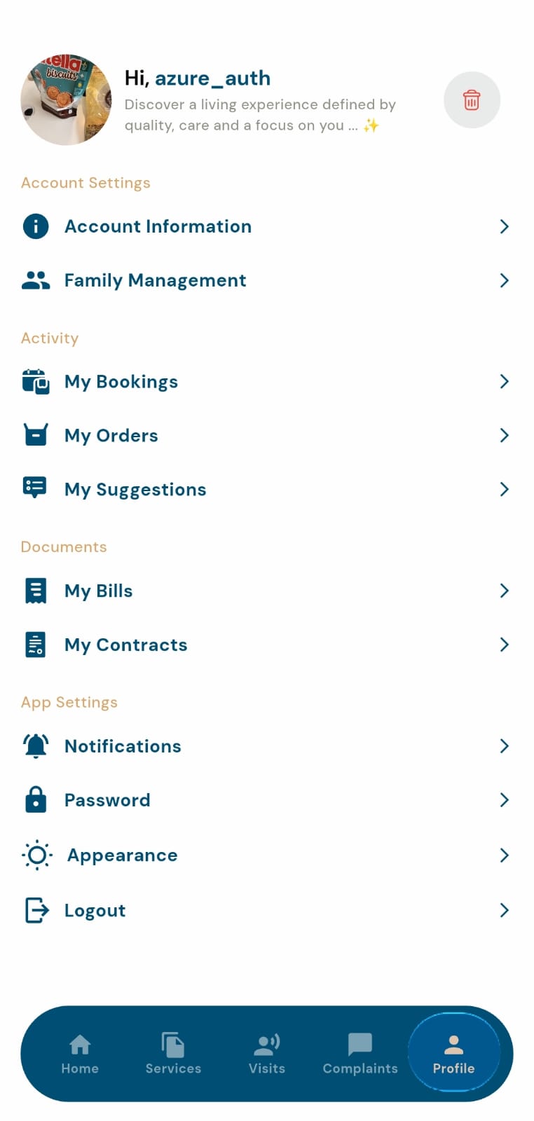 Azure Profile Settings